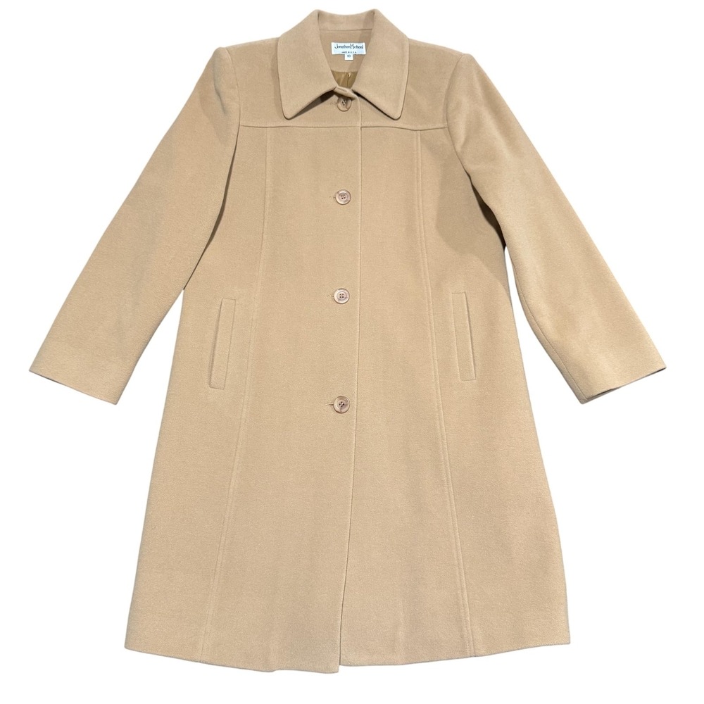 Jonathan Michael Wool Cashmere Coat Womens 10 Camel USA Made Cozy Quiet Luxury